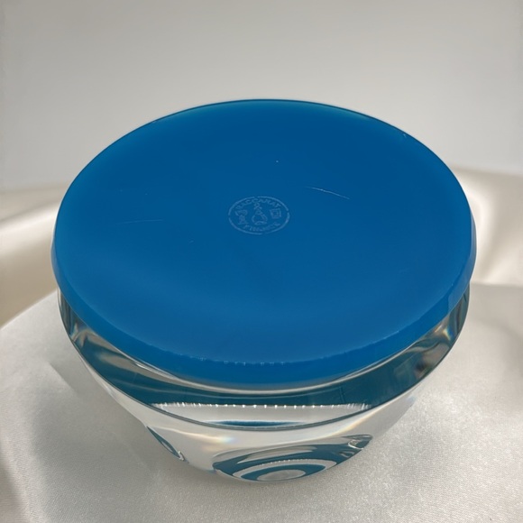 Baccarat Crystal Thomas Paine Cameo Paperweight Turquoise Blue Faceted France - Picture 5 of 6